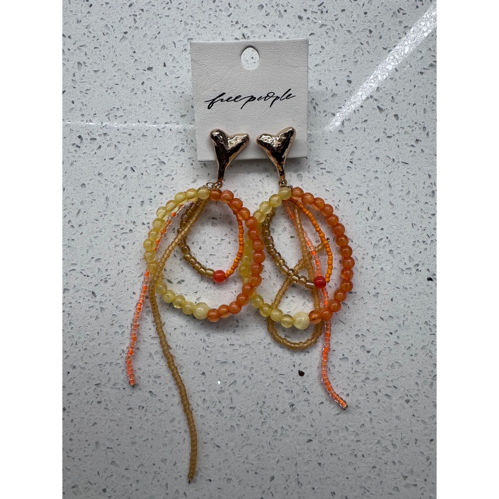 Free People Reese Dangle Earrings Tangerine NWT MSRP $48 - Picture 2 of 2